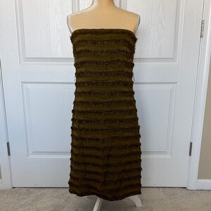 J Crew Olive Strapless Dress. Super fun!